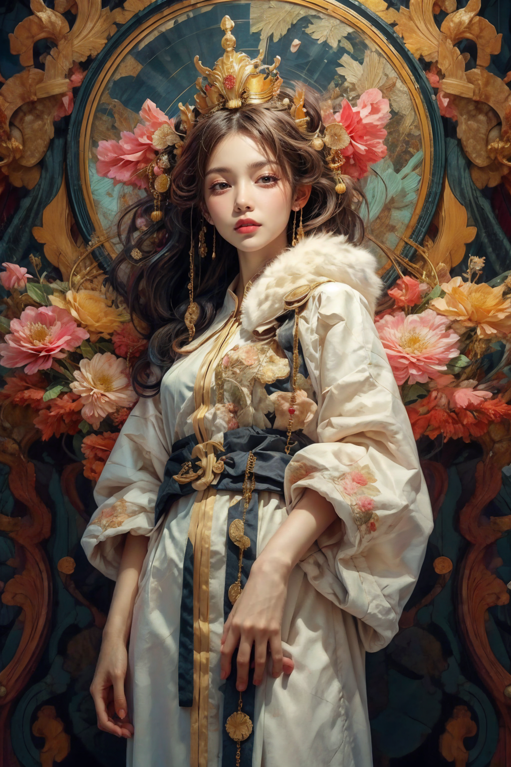 12354-284425707-masterpiece, best quality,1girl, long hair, (glowing_1.15), (team_1.1), (flowers_1.15), (monarch_1.05),Long coat,surrounded by C.png